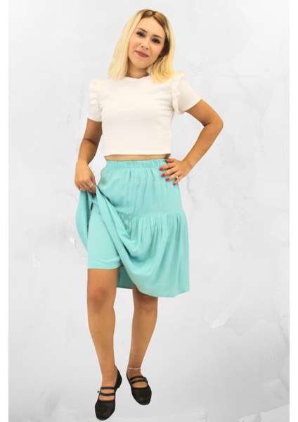 Midi Boy Viskon Kumaş Kadın Şort Etek