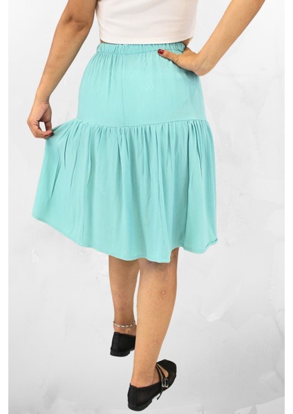 Midi Boy Viskon Kumaş Kadın Şort Etek