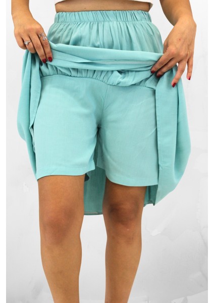 Midi Boy Viskon Kumaş Kadın Şort Etek