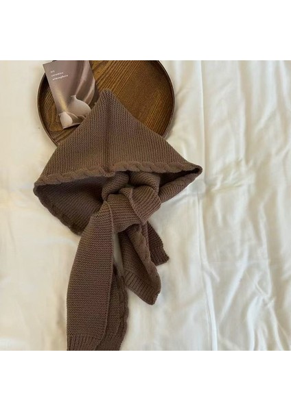 Kore Tarzı Çocuk Şapka-Ateşlikli Tek Parça Şapka, Sonbahar-Kış Için Erkek ve Kız Çocuk Triko Yün Şapka, Bebek Kapüşonlu Şapkası (Yurt Dışından)