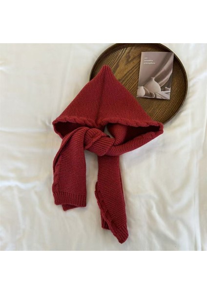 Kore Tarzı Çocuk Şapka-Ateşlikli Tek Parça Şapka, Sonbahar-Kış Için Erkek ve Kız Çocuk Triko Yün Şapka, Bebek Kapüşonlu Şapkası (Yurt Dışından)