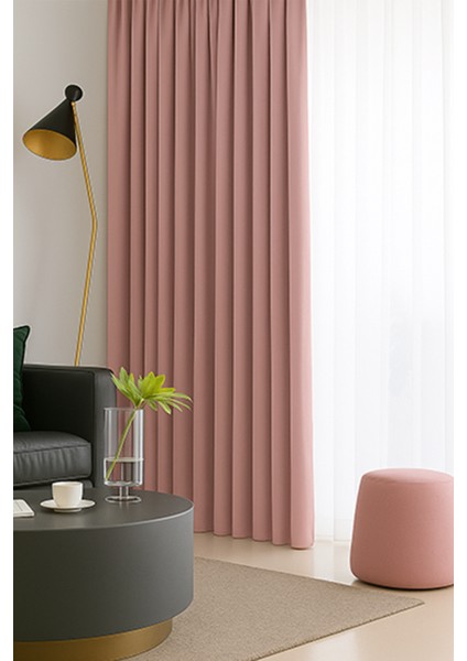 Pudra Blackout, Işık Geçirmez, Karartma Perde, Pilesiz, Lüks, Tek Kanat, Güneşlik