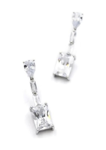 Zirkon Taşlı Küpe - Gümüş