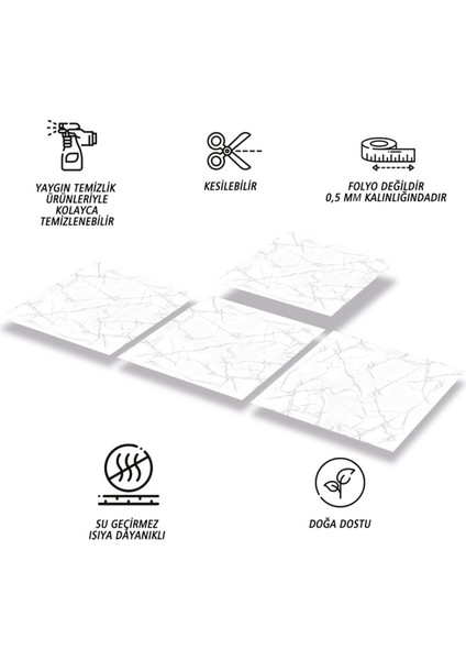 Kendinden Yapışkanlı Silver Mermer Desenli Pvc Karo 30x30 cm 11 Adet 1m2