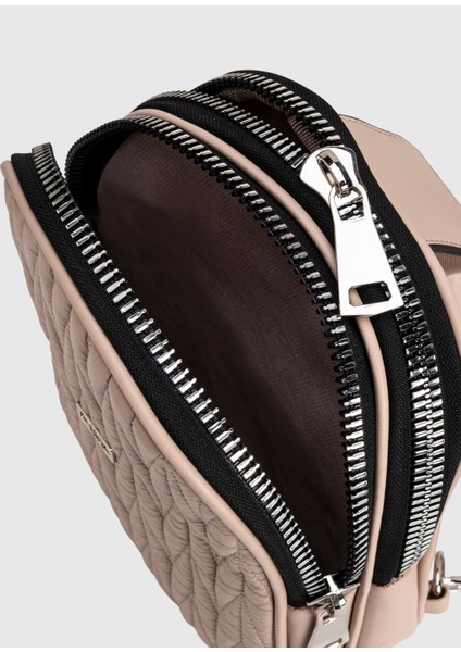 Suni Deri Kolon Saplı Fermuarlı Nikel Aksesuarlı Çapraz Çanta fırsatları