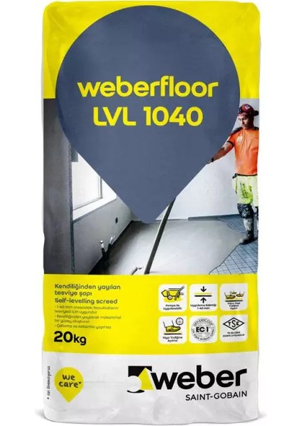 floor Lvl 1040 Çimento Esaslı Erken Donan Self Leveling 1-40MM 20 kg
