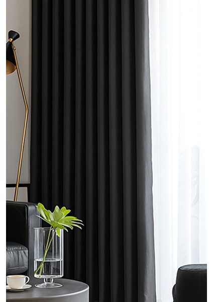 Antrasit Blackout, Işık Geçirmez, Karartma Perde, Pilesiz, Lüks, Tek Kanat, Güneşlik