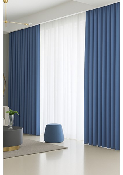 Indigo Mavi Blackout, Işık Geçirmez, Karartma Perde, Pilesiz, Lüks, Tek Kanat, Güneşlik fiyatları