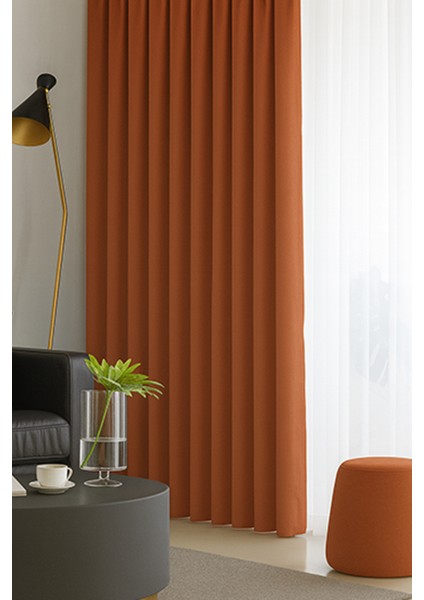 Kiremit Blackout, Işık Geçirmez, Karartma Perde, Pilesiz, Lüks, A+ Kalite, Tek Kanat, Güneşlik