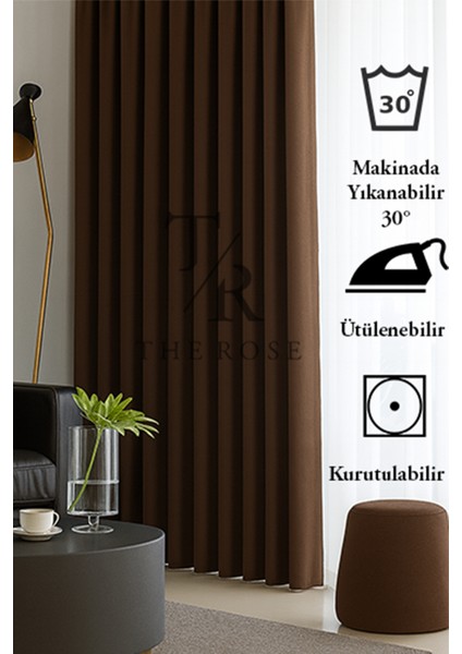 Kahverengi Blackout, Işık Geçirmez, Karartma Perde, Pilesiz, Lüks, Tek Kanat, Güneşlik modelleri