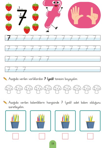 Anasınıfı Çizgi - Harf - Sayı Çalışmaları Kitabı - 1. Sınıfa Hazırlık Serisi - Yeni Müfredat