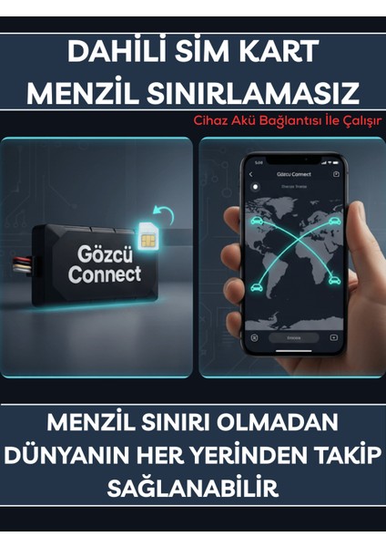 Connect Takip Cihazı Anlık Konum Takibi Geçmişe Dönük Veri Araç Motor Gizli Takip Cihazı Geofenceli modelleri
