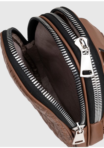 Suni Deri Kolon Saplı Fermuarlı Nikel Aksesuarlı Çapraz Çanta fırsatları