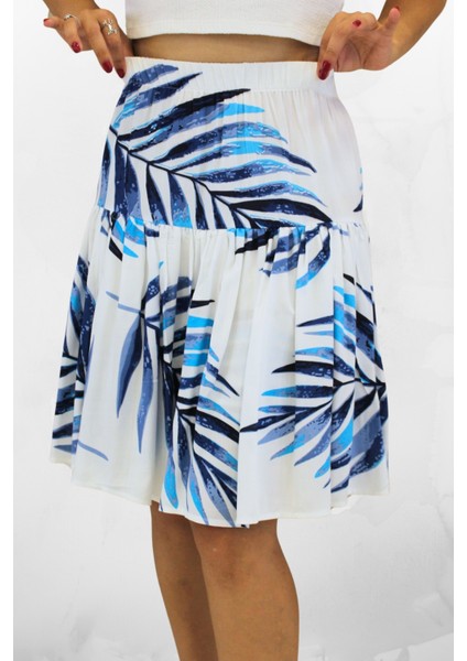 Kadın Şort Etek Desenli Viskon Kumaş Midi Boy modelleri