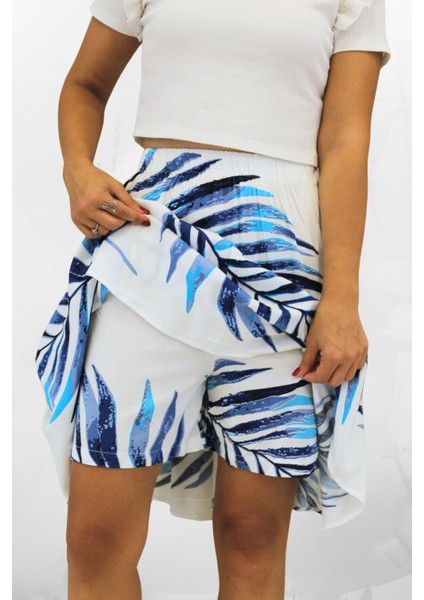 Kadın Şort Etek Desenli Viskon Kumaş Midi Boy fırsatları