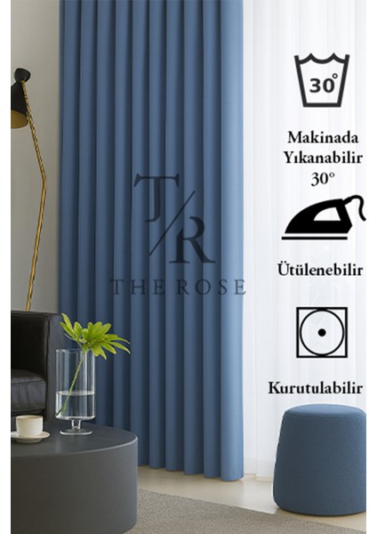 Indigo Mavi Blackout, Işık Geçirmez, Karartma Perde, Pilesiz, Lüks, Tek Kanat, Güneşlik modelleri