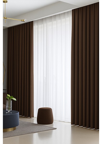 Kahverengi Blackout, Işık Geçirmez, Karartma Perde, Pilesiz, Lüks, Tek Kanat, Güneşlik fiyatları