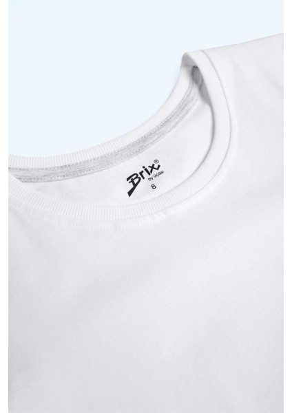 7719 Beyaz Renk Kız Çocuk 5'li %100 Pamuk Kısa Kollu Bisiklet Yaka Süprem T-Shirt fiyatları