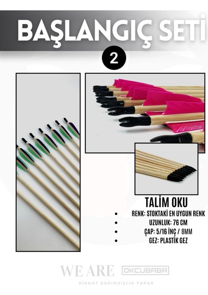 Geleneksel Okçuluk Başlangıç Seti - Elif Yay (Kaplamalı) + 5 Ok + Zihgir + Tirkeş fırsatları