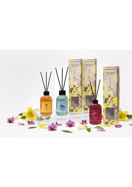 100 ml 3’lü Çubuklu Oda Kokusu Seti – Mango, Okyanus, Orkide