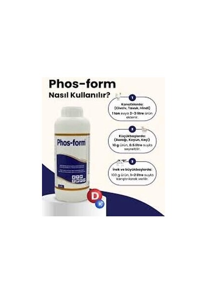 Phos Form Kanatlılarda Gagalama, Amino Asit Desteği ile Gelişim 1 lt fiyatları