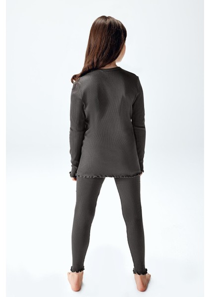 Kız Çocuk Fitilli Taytlı Takım Füme Renk fiyatları