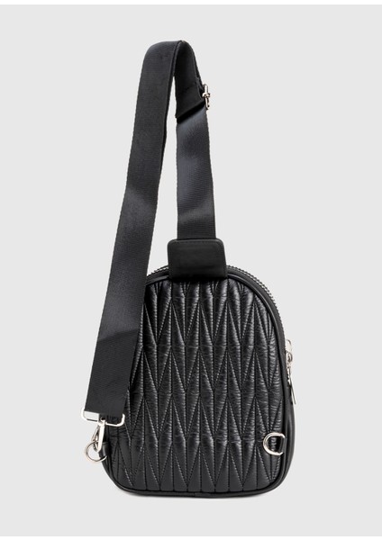 Suni Deri Kolon Saplı Fermuarlı Nikel Aksesuarlı Çapraz Çanta