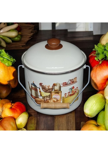 Mutfak Desenli Bakraç Yoğurt Bakliyat Saklama 24 cm