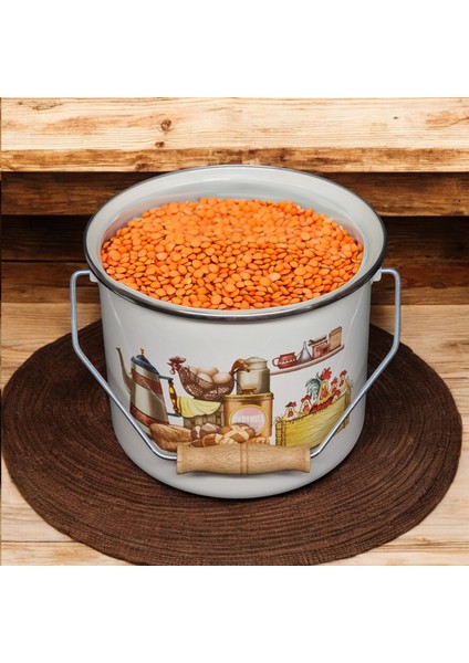 Mutfak Desenli Bakraç Yoğurt Bakliyat Saklama 24 cm fiyatları