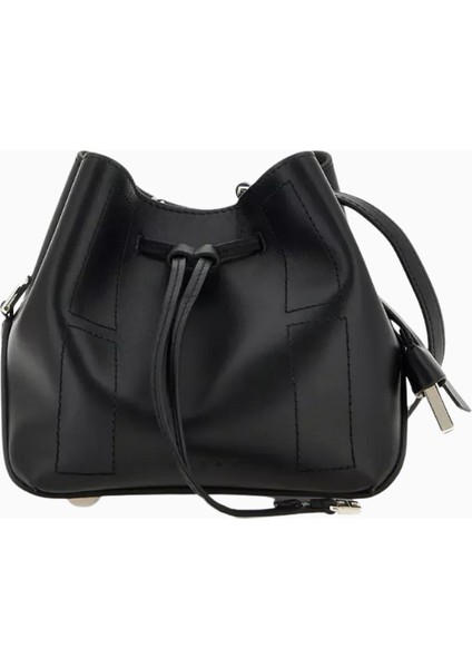 Mini Hocket Siyah Deri, Zarif ve Şık Bucket Omuz Çantası