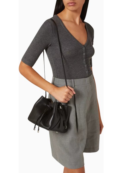 Mini Hocket Siyah Deri, Zarif ve Şık Bucket Omuz Çantası fiyatları