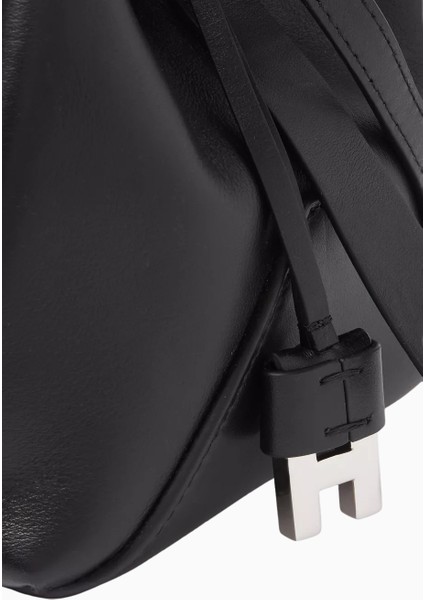 Mini Hocket Siyah Deri, Zarif ve Şık Bucket Omuz Çantası