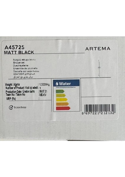 Siyah Sürgülü Duş Takımı Matt Black A45725