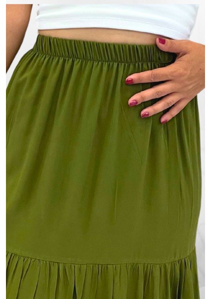 Viskon Kumaş Fırfırlı Uzun Kadın Etek fırsatları