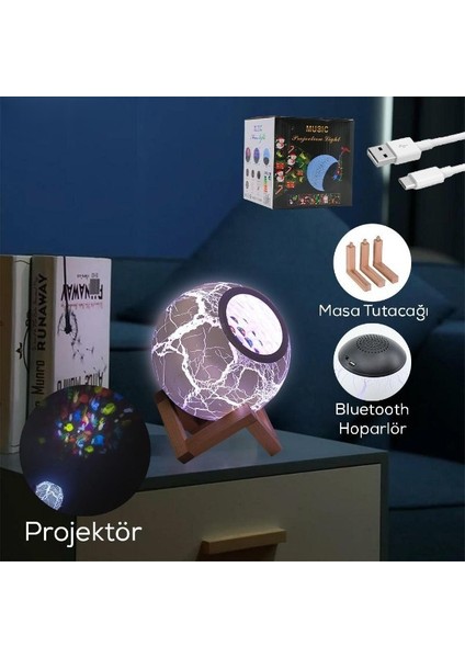 Bluetooth Özellikli Desenli Projektör Gece Lambası indirimleri