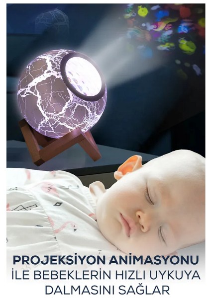 Bluetooth Özellikli Desenli Projektör Gece Lambası