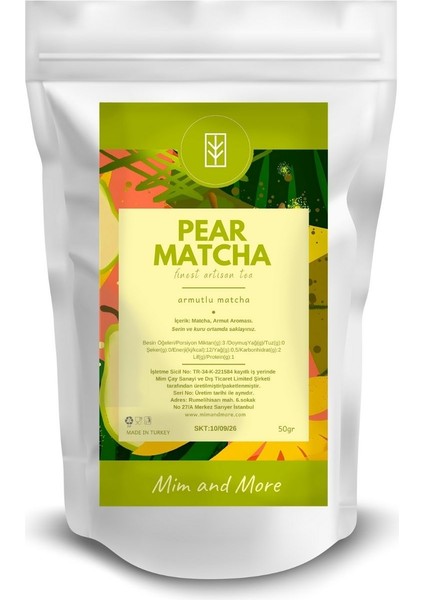 Pear Matcha - Armut Aromalı Matcha, 50 gr