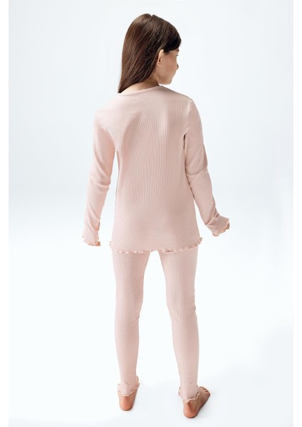 Kız Çocuk Fitilli Taytlı Takım Somon Renk fiyatları