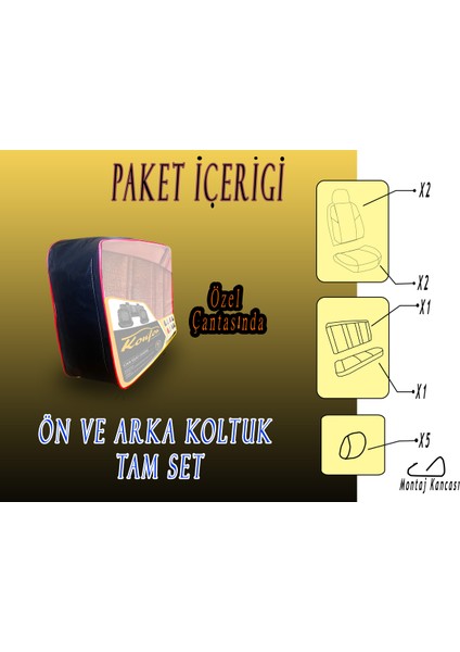 Oto Koltuk Kılıfı Luxuryy Serie Ön ve Arka Set Universal Kalıp Siyah fırsatları