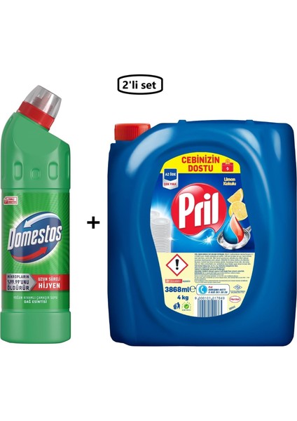 Çamaşır Suyu Dağ Esintisi 750 ml + Pril Sıvı Bulaşık Deterjanı 4 Kg--(2'li Set)