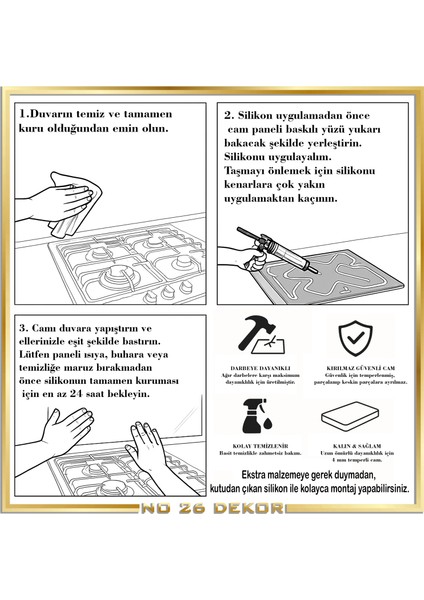 Temperli Cam Mutfak Tezgâh Arası