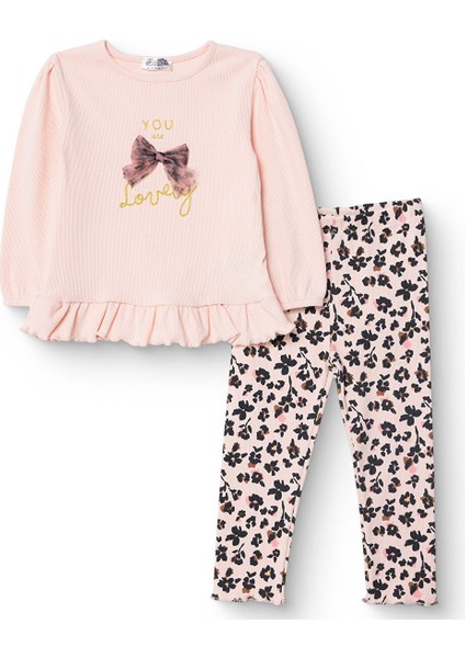 Kız Bebek Leopar Bluz-Tayt Kaşkorse Uzun Kol Reçme Paça
