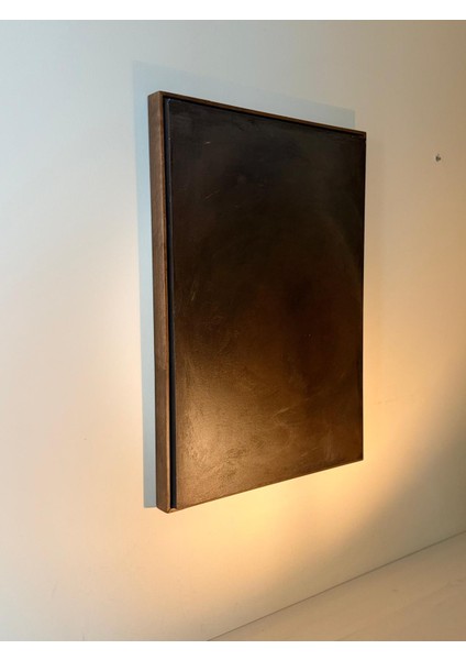 “Noir Calm” 70 x 50 cm El Yapımı Kahverengi Minimal Soyut Tablo – Ahşap Çerçeveli