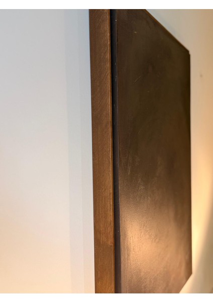 “Noir Calm” 70 x 50 cm El Yapımı Kahverengi Minimal Soyut Tablo – Ahşap Çerçeveli