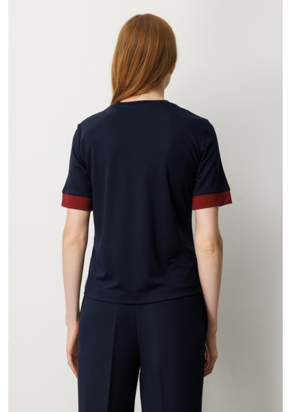 Önü Taşlı Sıfır Yaka Bluz Lacı-Bordo 61331 modelleri