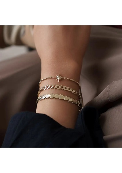 Dizi Geometrik Altın Bileklik fiyatları