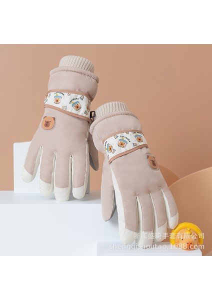 Kadın Dokunmatik Ekranlı Kayak Eldiveni, Öğrenciler Için Rüzgar Geçirmez, Yünlü, Kalın ve Soğuktan Koruyan (Yurt Dışından)