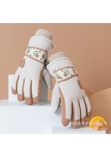 Kadın Dokunmatik Ekranlı Kayak Eldiveni, Öğrenciler Için Rüzgar Geçirmez, Yünlü, Kalın ve Soğuktan Koruyan (Yurt Dışından)