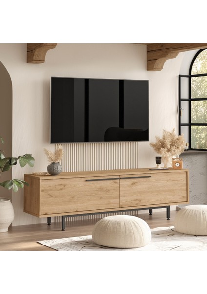 Leena 160CM Tv Ünitesi Sehpası Metal Ayaklı Sepet La1-S