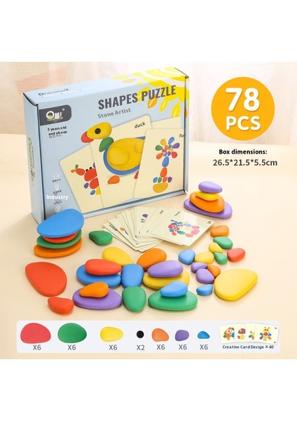 Gökkuşağı Çakıl Taşları Jenga Çocuk Eğitici Oyuncakları (Yurt Dışından)